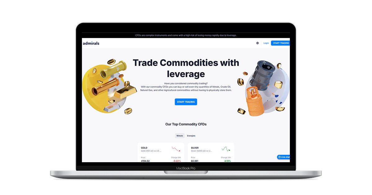 Admirals regulated FinTech landing page